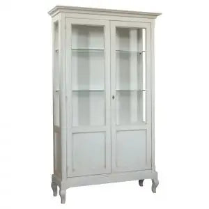 Vetrina mod provenzale cristalliera in legno Shabby chic bianco anticato