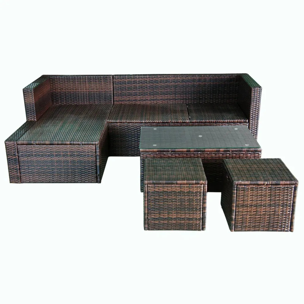 Set Divani da Giardino 4 pz | Set Salotto da Giardino con Cuscini in Polyrattan Marrone