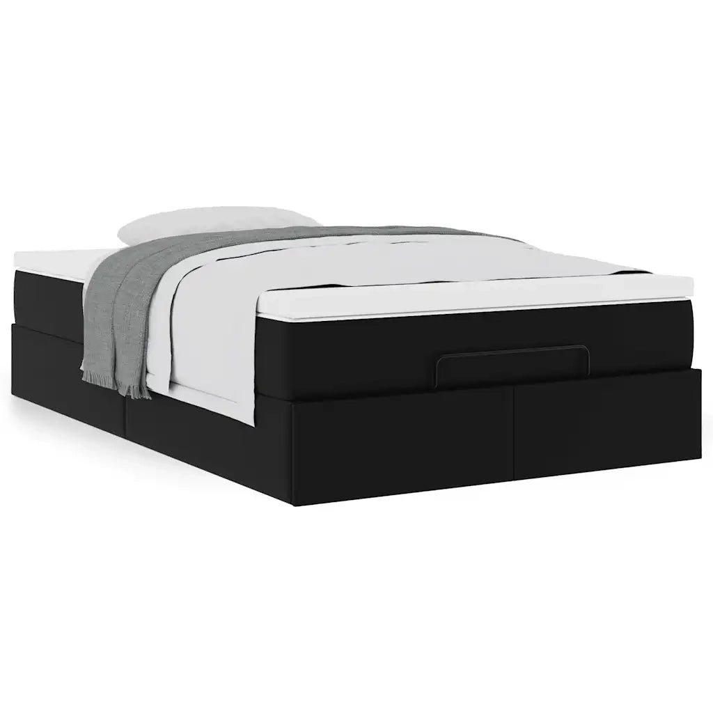 Struttura Letto Pouf con Materasso Nero 120x190 cm Similpelle 3311026