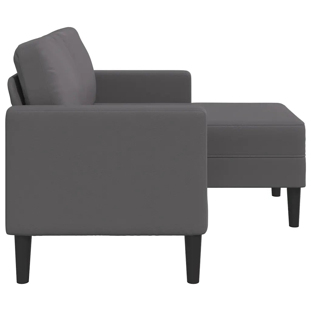Divano 2 Posti con Chaise longue a L Grigio 125cm in Similpelle 4107085