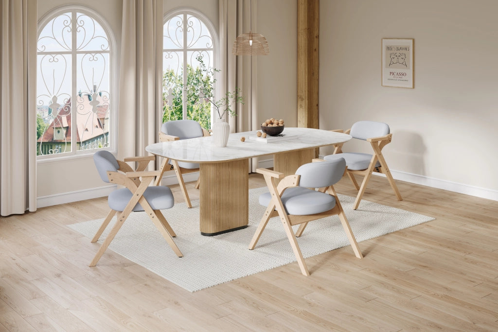 Sedie da pranzo pieghevoli 6 pezzi con braccioli salvaspazio in legno massello e lino grigio 63,5 × 66,5 × 76 cm