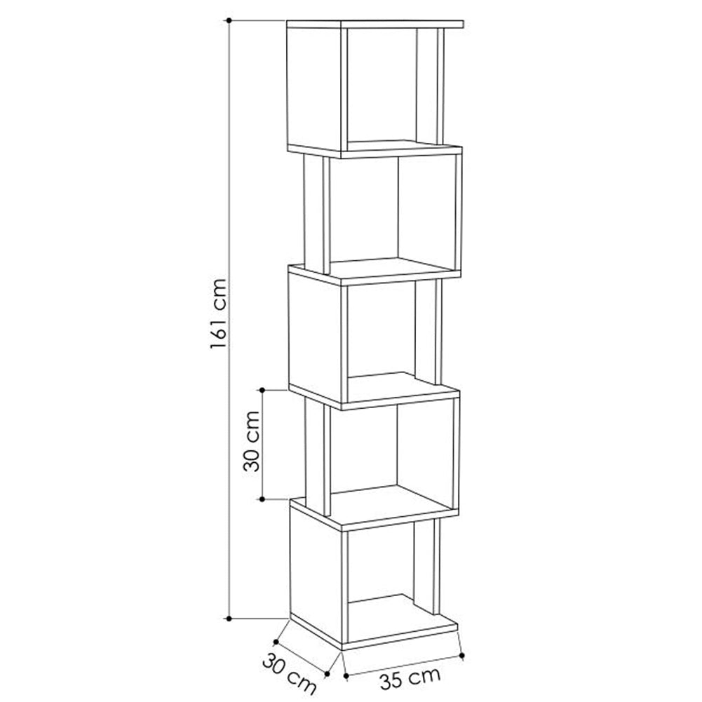 Libreria Moderna Scaffale Modulare 5 Ripiani 161x35x30cm Ufficio Bianco e Tortora