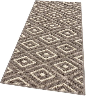 Tappeto Casa Cucina Rombi 3D 50X80 Cm Bordato Moderno Assorbente Antiscivolo Beige