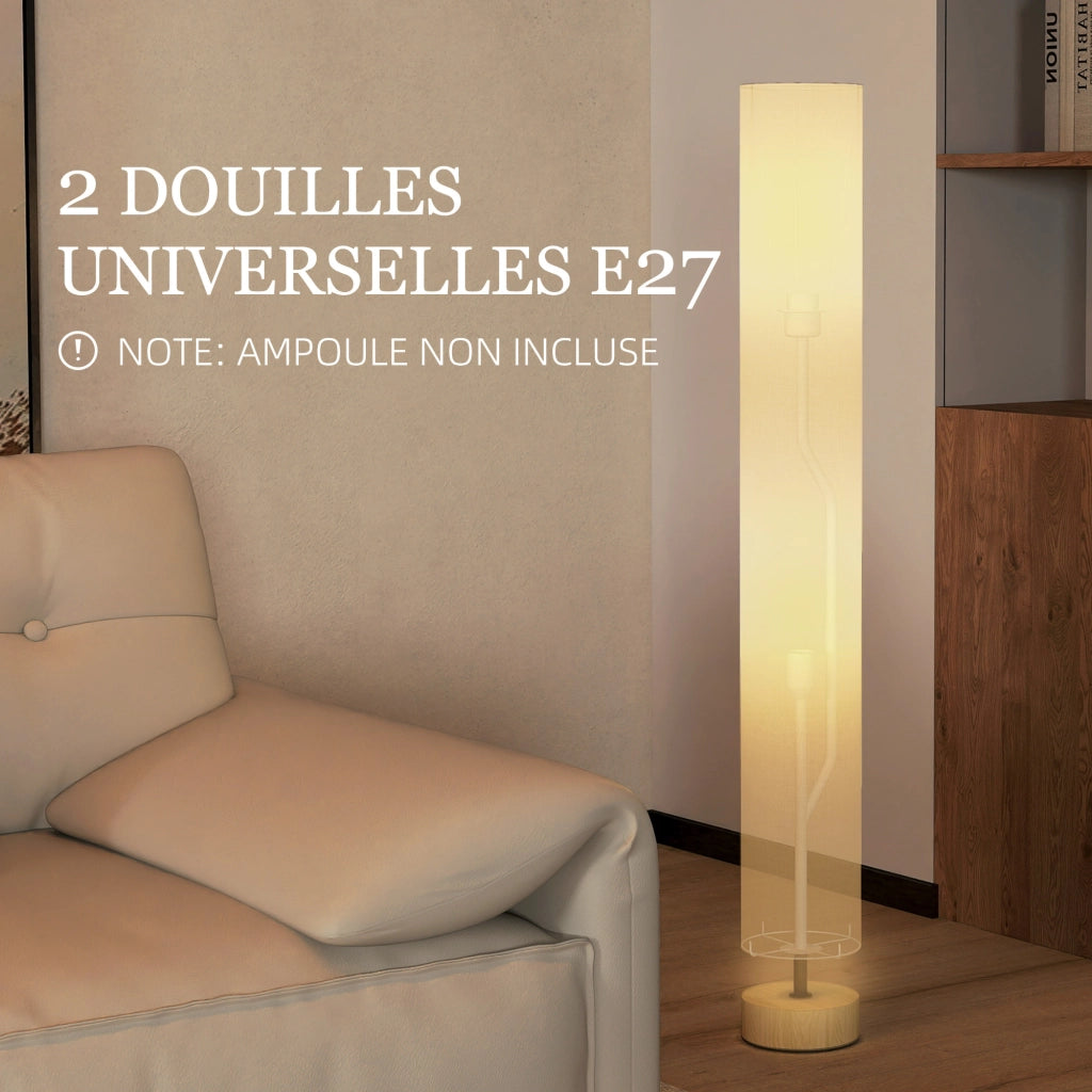 Lampada da terra per soggiorno con paralume in lino ¨C zephmum ¨C 120 cm beige