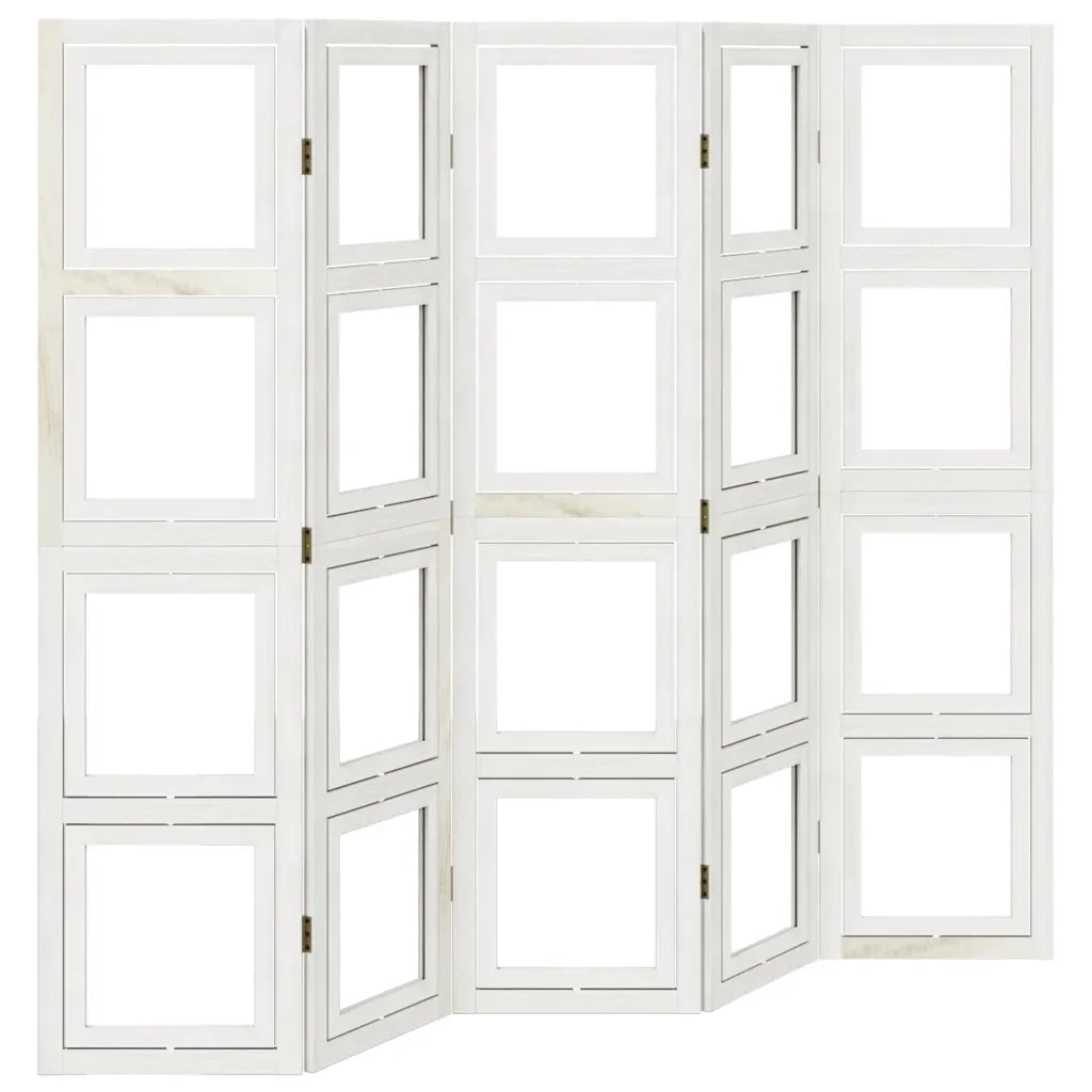 Divisorio Ambienti 5Pannelli Bianco Legno Massello di Paulownia 358693