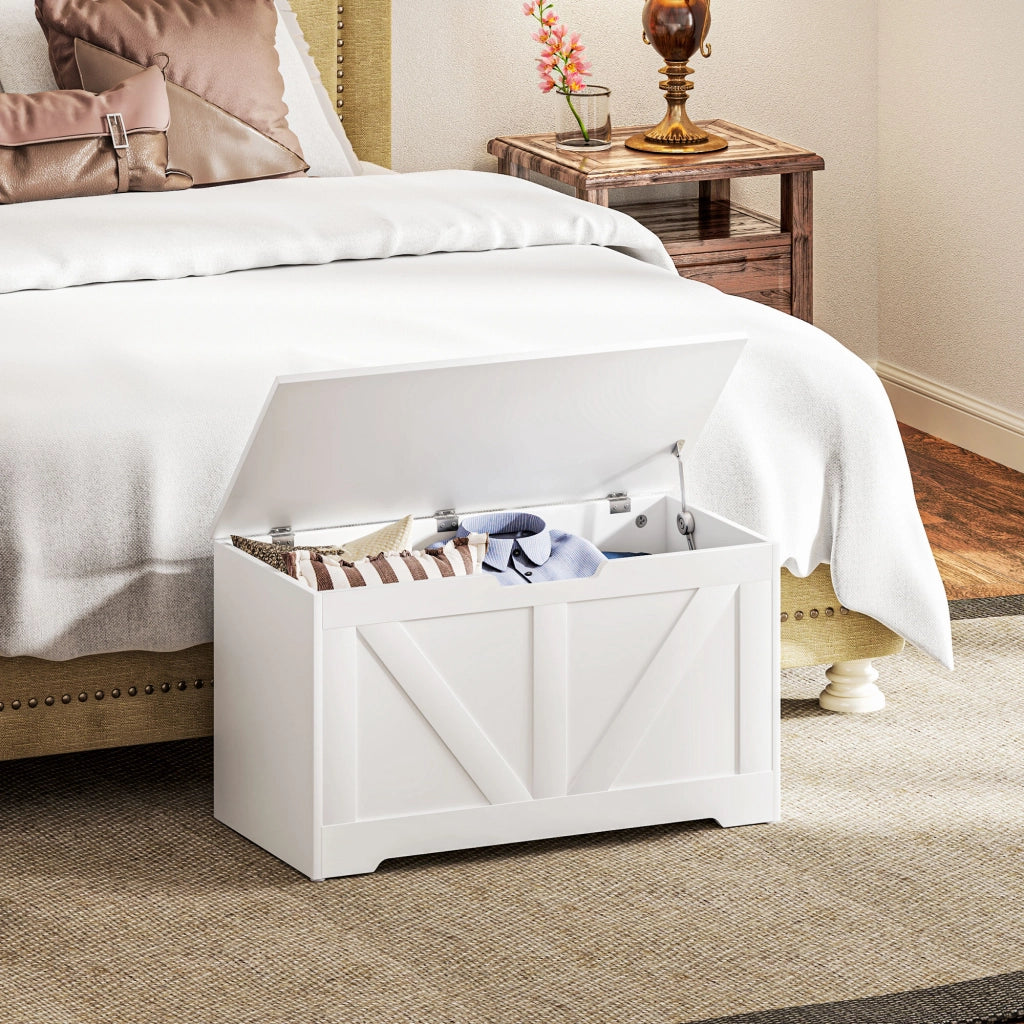 Pouf Contenitore con Coperchio ¨C Zephmum ¨C Bianco 80x40x45 cm