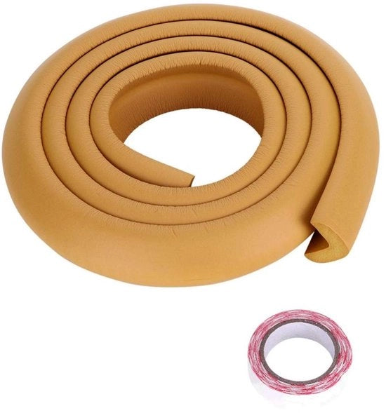 Protezione angolare extra spessa in gomma - Protezione per mobili - Protezione per bordi di tavolo - Striscia di sicurezza - 2 Metri - Colore legno - Protezione per mobili