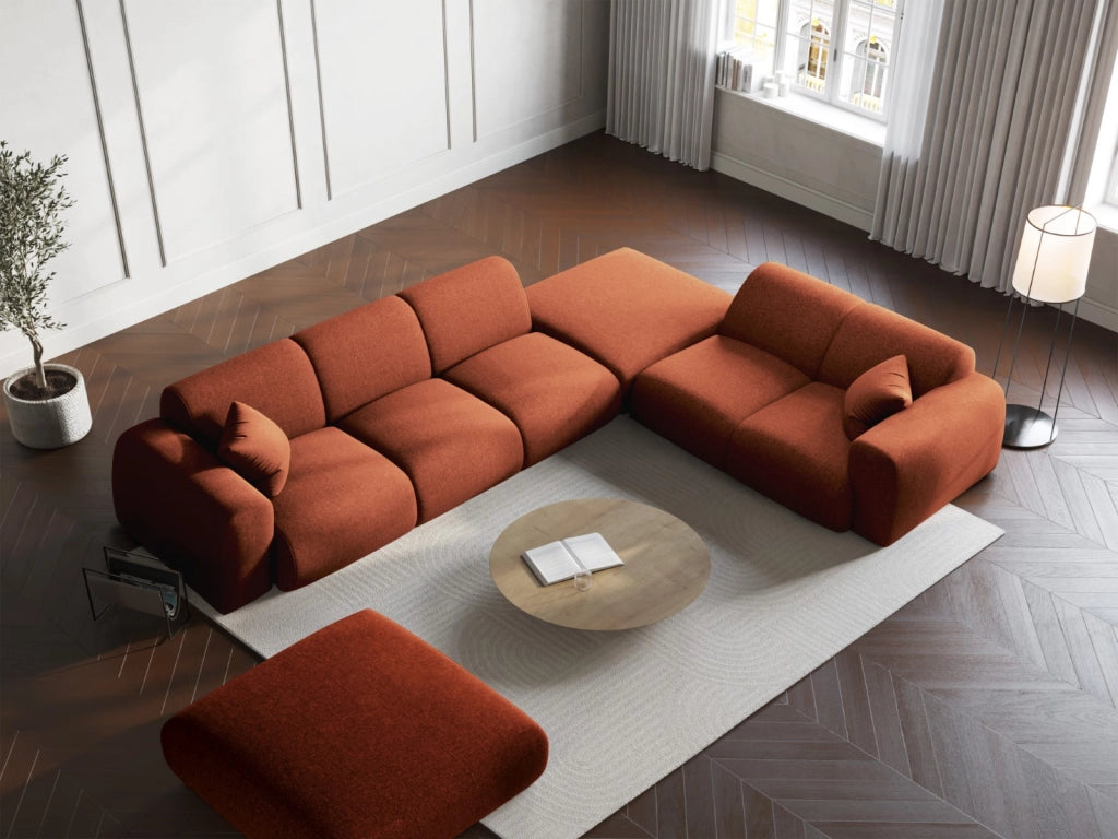 Cosmopolitan Design - Divano angolare destro "Nolio" 4 posti in ciniglia terracotta 