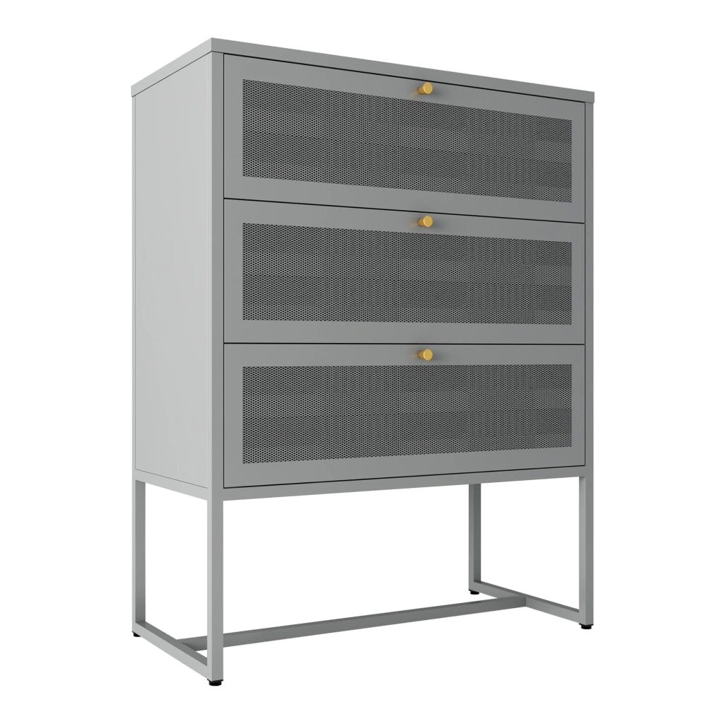Cassettiera Sund in acciaio pratico mobile contenitore per ingresso soggiorno camera da letto 105 x 80 x 40 cm grigio 03_0009312