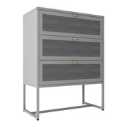 Cassettiera Sund in acciaio pratico mobile contenitore per ingresso soggiorno camera da letto 105 x 80 x 40 cm grigio 03_0009312