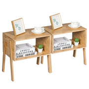 2 comodini di bamb¨´ impilabili, Set di 2 comodini con scompartimento aperto