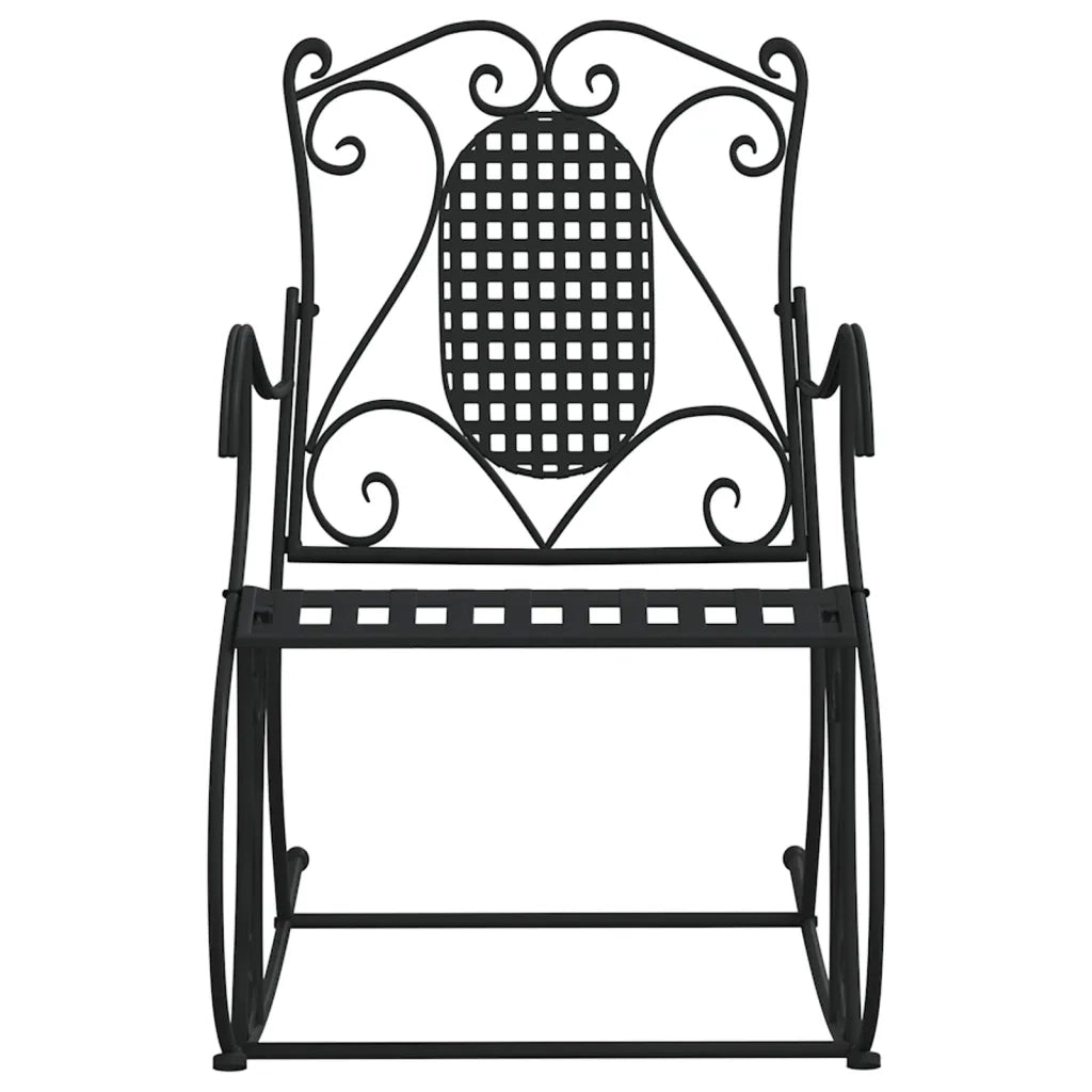 Panchina a Dondolo 84 cm Nera in Acciaio 318830