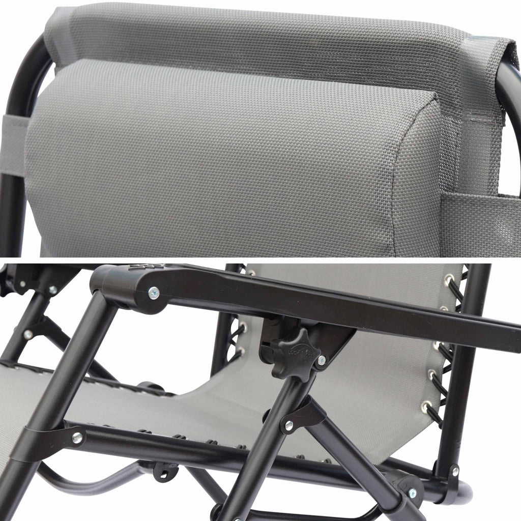 Set di 2 sdraio gravità zero pieghevoli con poggiatesta, grigio