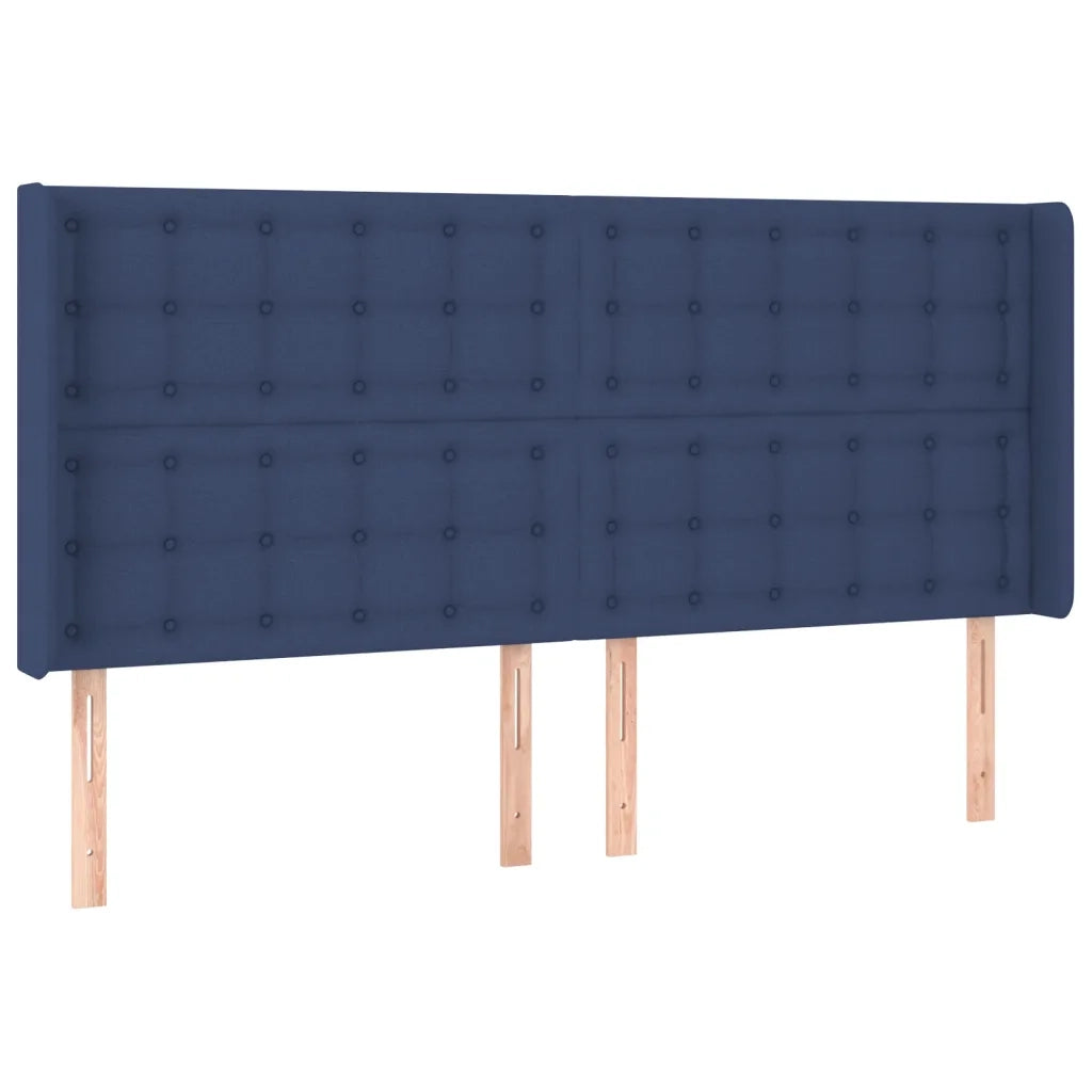 Testiera | Testata ad Orecchio Blu 163x16x118/128 cm in Tessuto