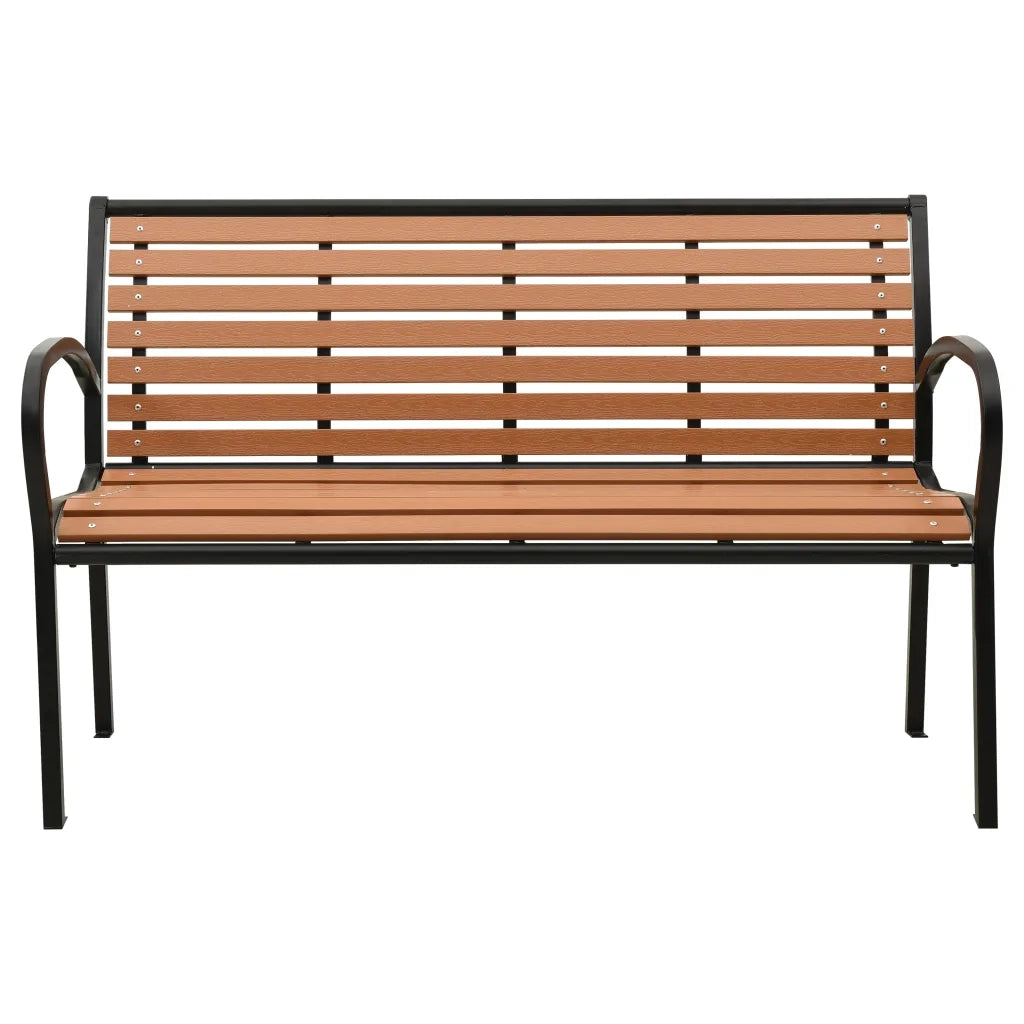 Panca da Giardino Nera e Marrone 116 cm Acciaio e WPC