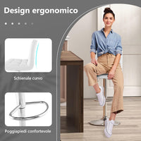 Set Sedie da Bar in Ecopelle con Altezza Regolabile, Seduta Girevole a 360°, Poggiapiedi e Base Metallica Antiscivolo, Sgabelli da Pranzo per Isola Cucina Bar, Portata 150 kg (Bianco,1)