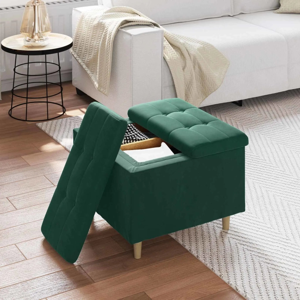 Pouf contenitore Verde Scuro 60 x 60 x 45 cm Velluto