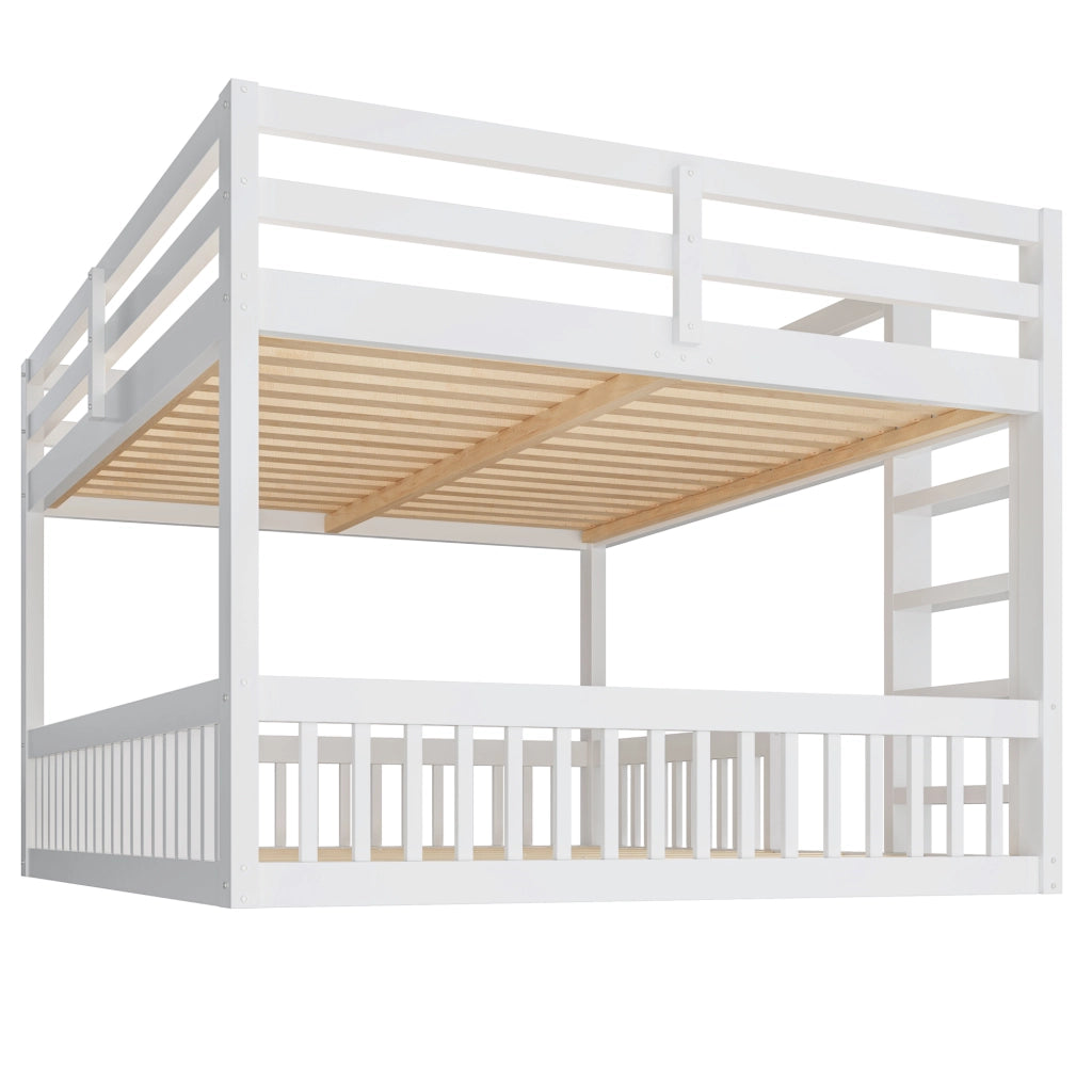 Letto a castello con parapetti, 160x200 cm, bianco