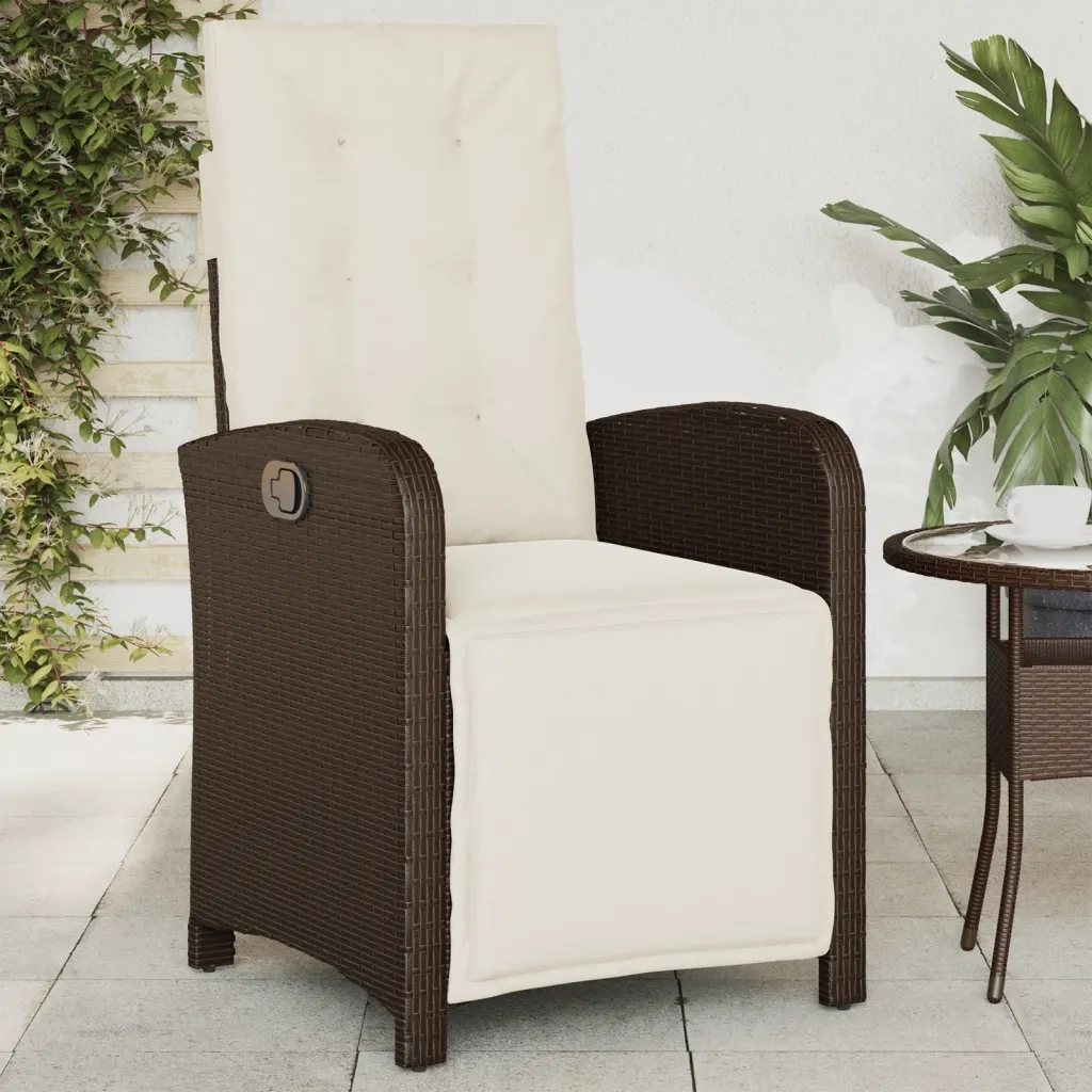Sedia Reclinabile Giardino | Sedie da Esterno con Poggiapiedi Marrone Polyrattan