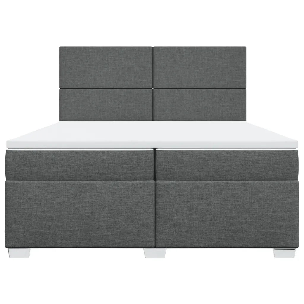Giroletto a Molle con Materasso Grigio Scuro 200x200 cm Tessuto