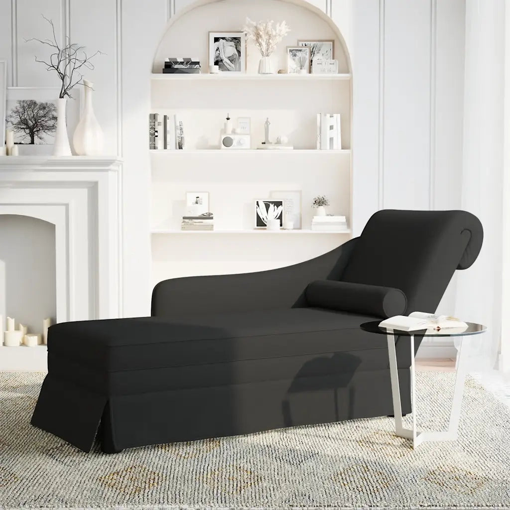 Sdraio con Capezzale e Bracciolo Destro in Velluto Nero CFW8378591