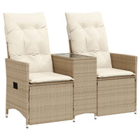 Divano Giardino Reclinabile 2 Posti Tavolino Beige Polyrattan 365713