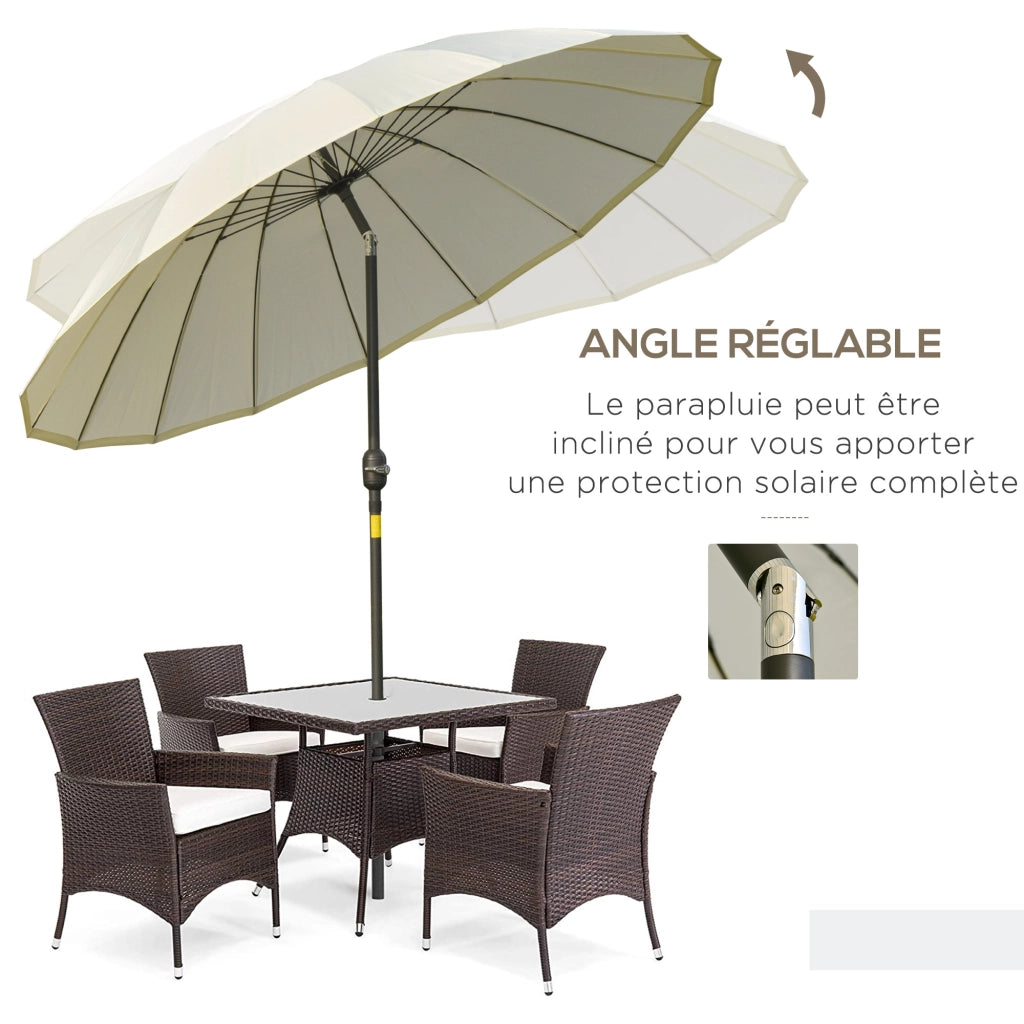 Parasole da giardino rotondo inclinabile ¨C zephmum ¨C 2.5 m beige metallo fibra di vetro