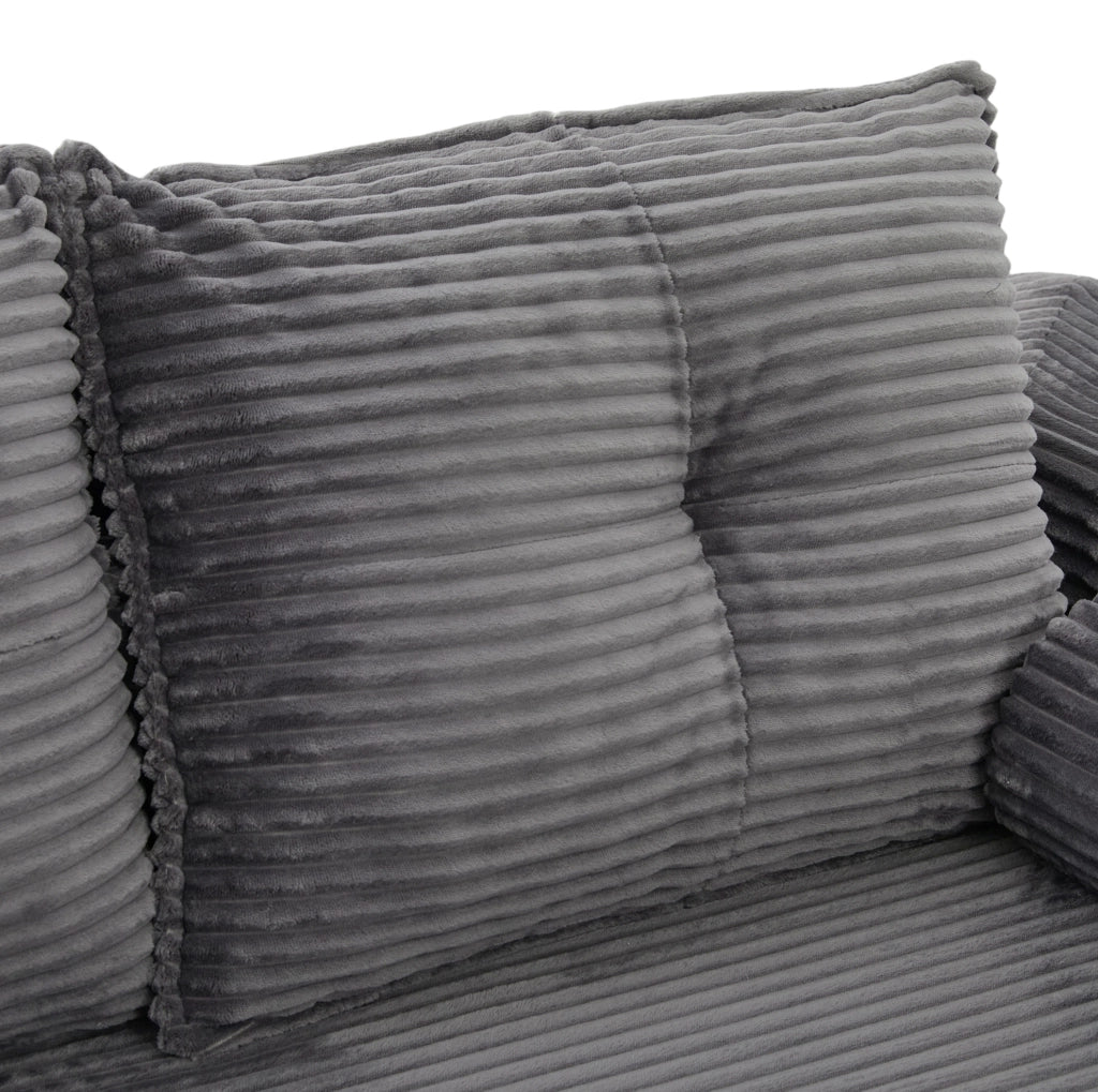 Divano Letto in Velluto a Coste per 3 Persone con Schiuma ad Alta Densità e Molle, Cuscini Memory e Porta Bevande, 232x98x80 cm