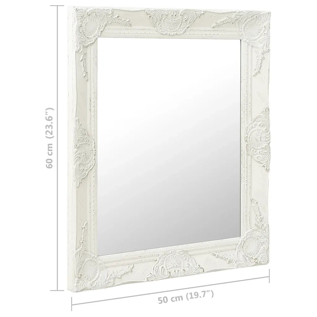 Specchio da Parete Stile Barocco 50x60 cm Bianco 320316