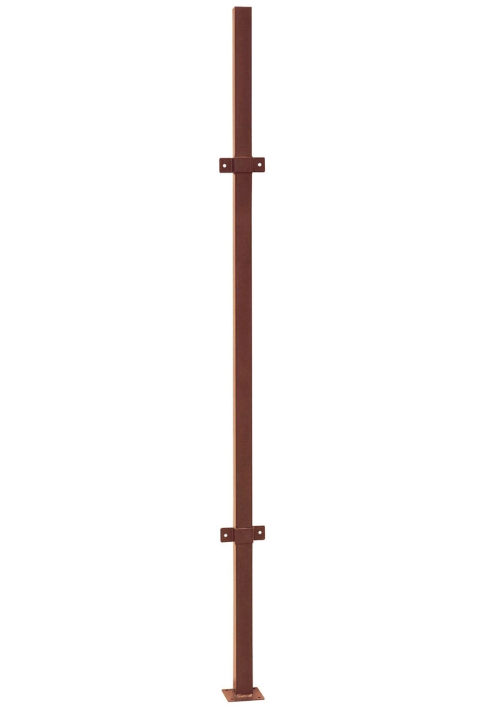 Palo per Tralicci Verdemax 4,5x4,5x183 cm con Staffe Angolari in Metallo Verniciato Corten