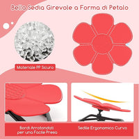Sedia Girevole a 360° per Bambini, Sedia Sensoriale con Base in Metallo Antiscivolo per Allenare la Coordinazione Fisica e l'Equilibrio, Giocattolo per Cameretta (Rosso,Fiore)
