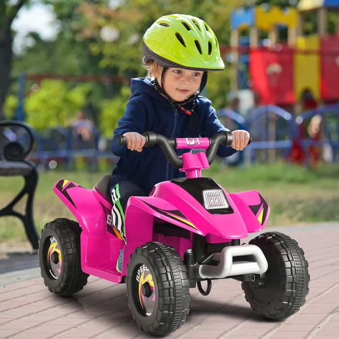 6V Quad Elettrico per Bambini, Mini Quad da Spiaggia con Funzione Avanti/Indietro, Velocità Massima 4,6 km/h, Regalo per Bambini 3 Anni+ (Rosa)