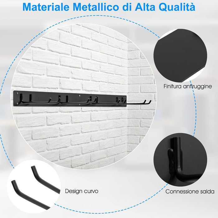 Organizzatore Garage, Organizzatore di Attrezzi da Giardino in Metallo con 8 Ganci, Capacità di Carico di 150 kg