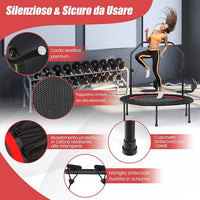 Mini Trampolino Pieghevole 101cm, Trampolino Fitness per Adulti e Bambini,con Maniglia Altezza Regolabile, Capacità di Carico 150 kg