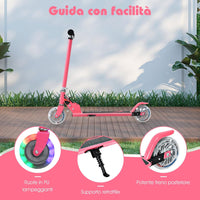 Monopattino Bambini, Monopattini a Spinta Pieghevole e Regolabile in 3 Altezze, con 2 Ruote Lampeggianti, Freno e Cavalletto, Portata 70 kg