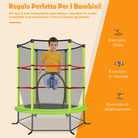 Trampolino Elastico Bambino in Acciaio, Tappeto Elastico Bambini da Esterno e da Interno, con Rete e Cusicnetti Antiscivolo（Verde)