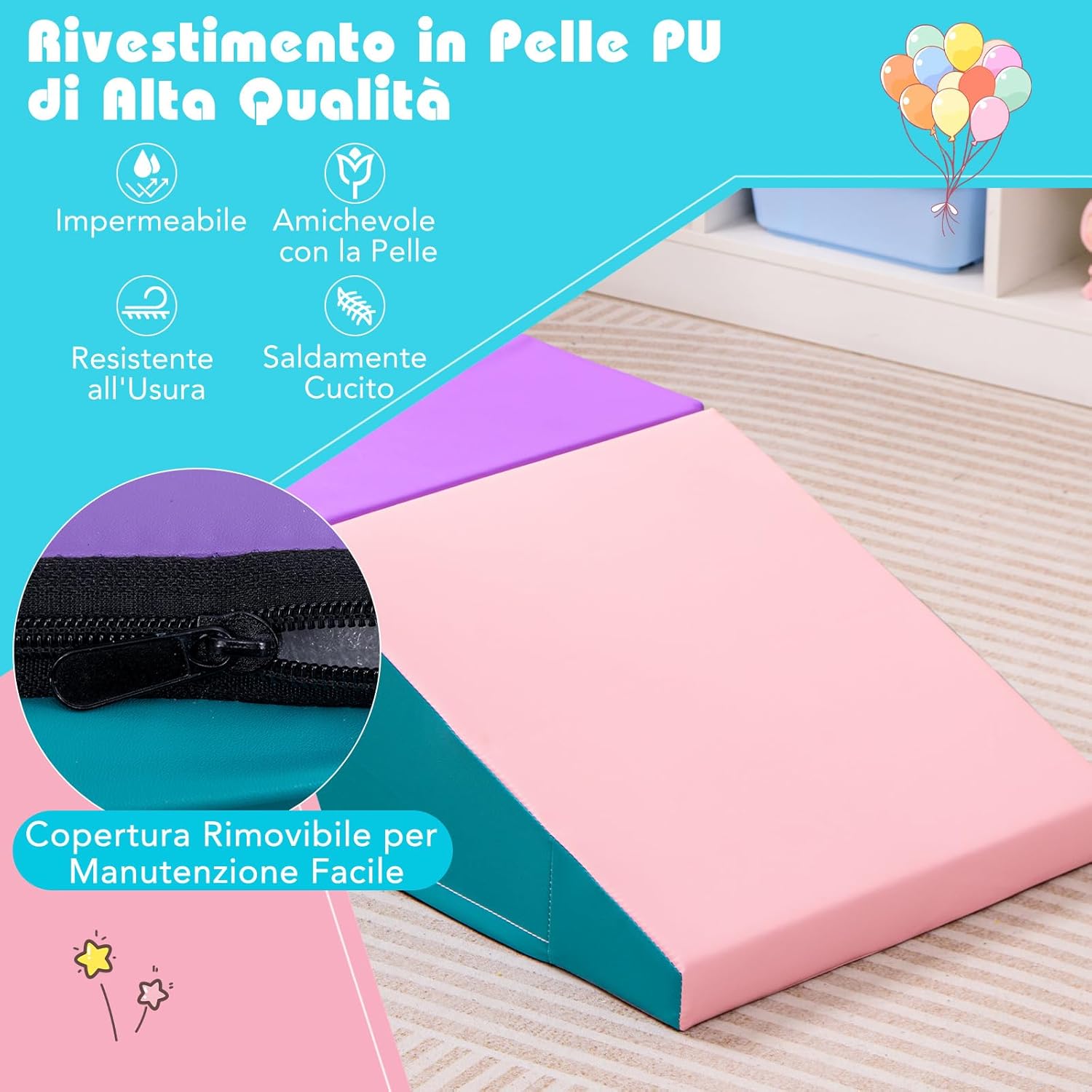 Set di 2 Blocchi per Gattonare e Arrampicare per Neonati e Bambini, Set di Blocchi di Schiuma Morbida per Gioco Attivo Interno, Set di Gioco Morbido per Sviluppo dei Bambini (Viola e rosa)