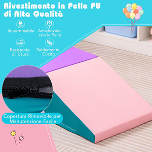 Set di 2 Blocchi per Gattonare e Arrampicare per Neonati e Bambini, Set di Blocchi di Schiuma Morbida per Gioco Attivo Interno, Set di Gioco Morbido per Sviluppo dei Bambini (Viola e rosa)