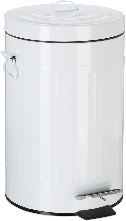Pattumiera vintage da cucina bagno a pedale in metallo 12 litri bianco 13_0002319_3