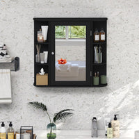 Mobile da Bagno con Specchio 66 x 17 x 63cm, Mobiletto in Legno Appeso con Mensole Regolabili, Armadietto dei Medicinali Multiuso per Bagno Salone Cucina (Nero)