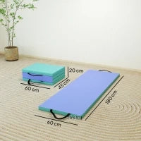 Tappeto Fitness Pieghevole e Imbottito con 2 Maniglie, in Plastica ed EPE, 180x60x5 cm, Verde e Viola