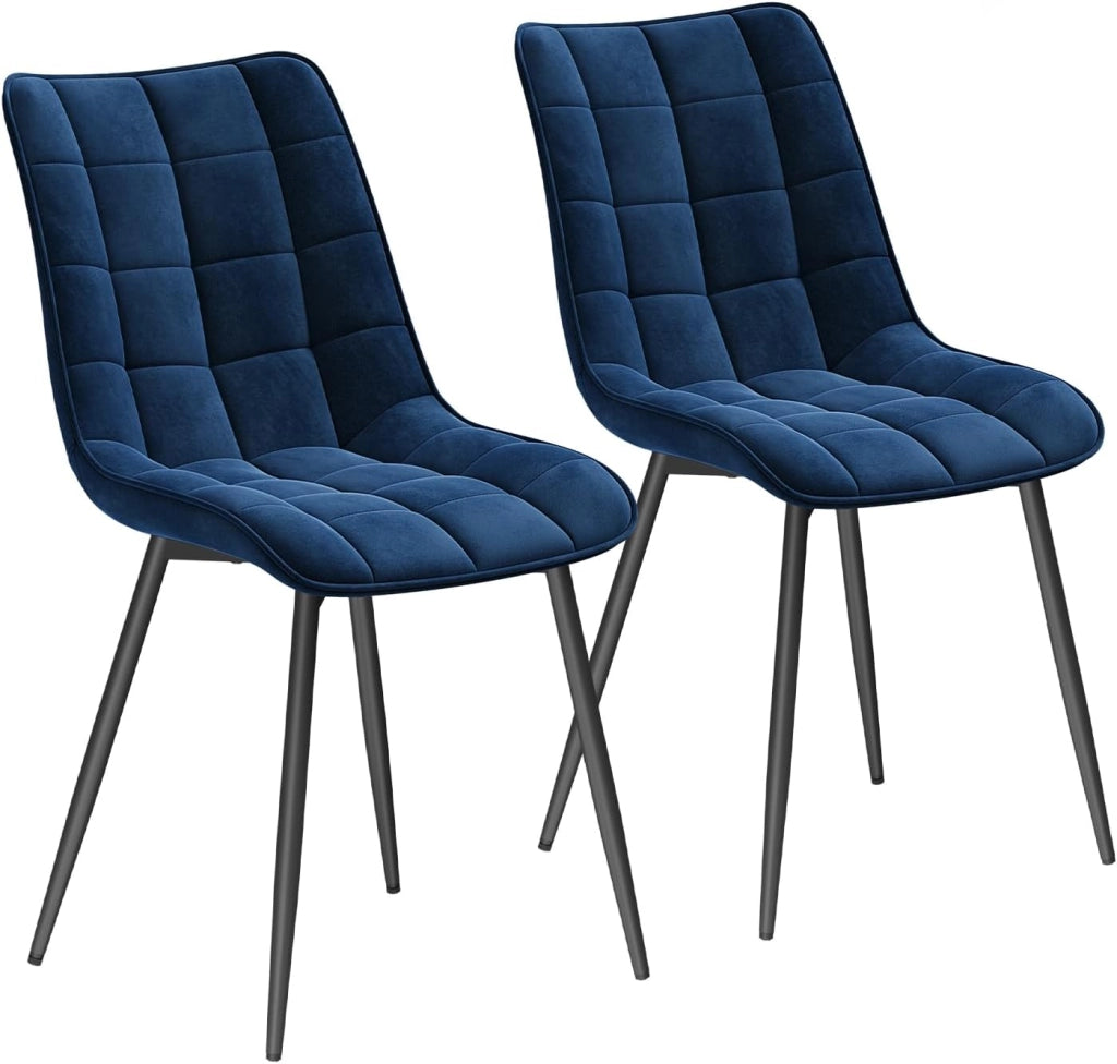 Sedie da Pranzo con Schienale senza Braccioli Sgabello in Velluto per Cucina Blu BH142bl-2