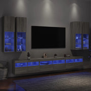 vidaXL Set Mobili TV a Muro 7 pz con Luci LED Grigio Sonoma