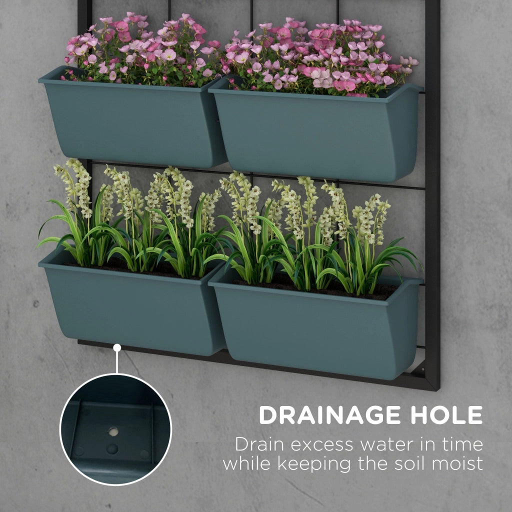 Orto Verticale a 3 Livelli con 6 Vasi 52x14x66 cm in Acciaio e Plastica Verde Scuro