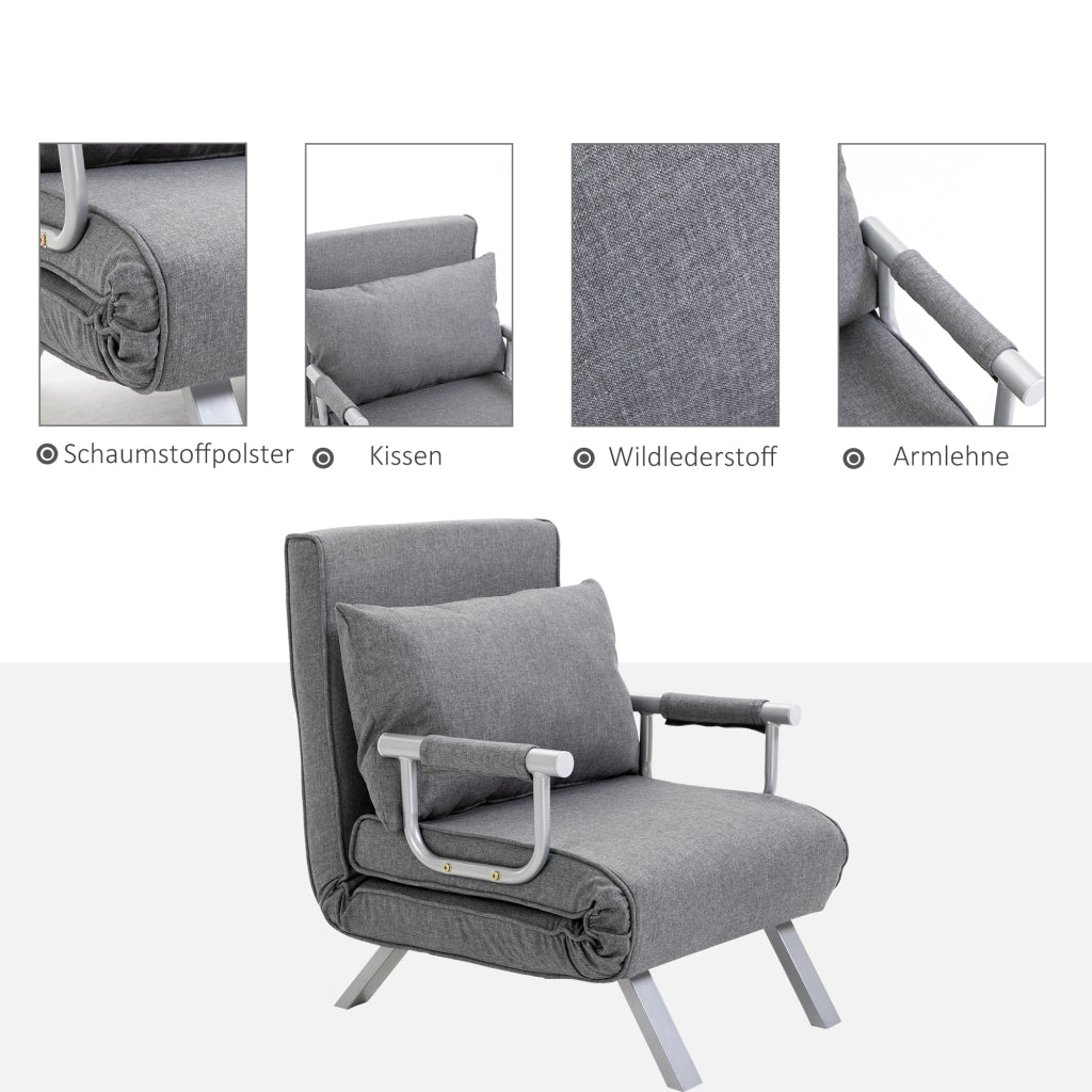 Sedia Relax Poltrona Letto ¨C Zephmum ¨C Grigio 65x69x80 cm