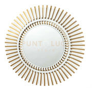 specchio narciso Oro trasparente e bianco marmo in Ferro Diametro90cm(specchio45cm)
