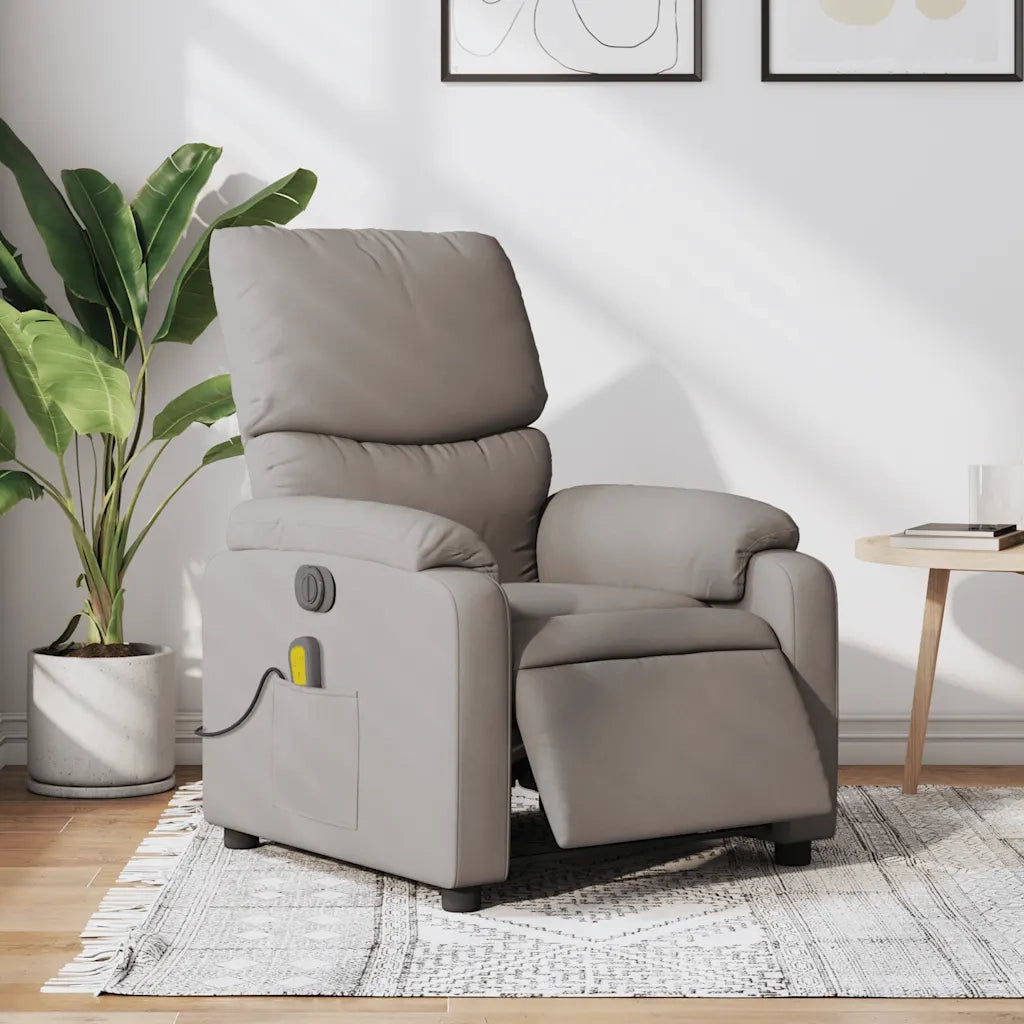 Poltrona Massaggiante | Sedia Relax Reclinabile Elettrica Tortora in Tessuto