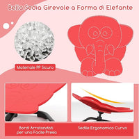 Sedia Girevole a 360° per Bambini, Sedia Sensoriale con Base in Metallo Antiscivolo per Allenare la Coordinazione Fisica e l'Equilibrio, Giocattolo per Cameretta (Rosso,Elefante)
