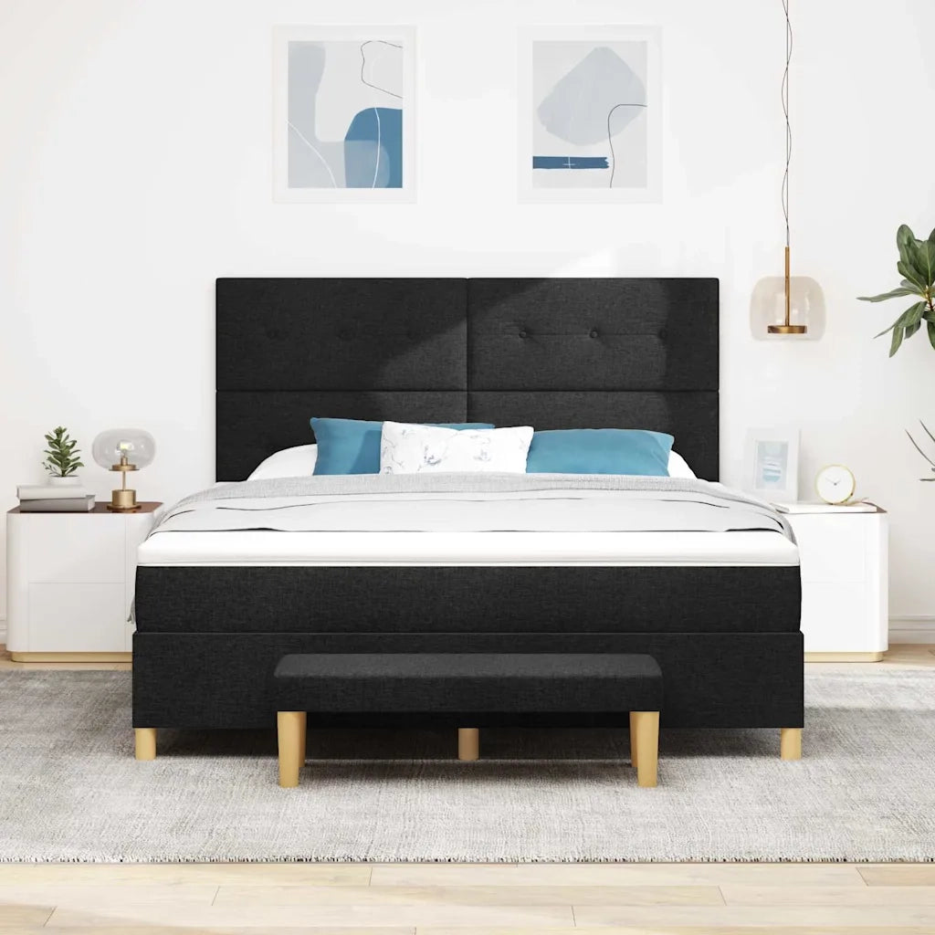 Letto a molle con testiera Nero 200 x 180 cm Tessuto 3344319