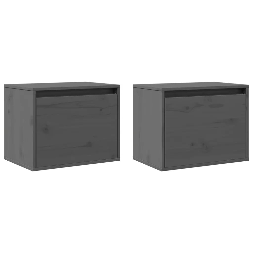 Pensili Grigi 2 pz 45x30x35 cm in Legno Massello di Pino 813440